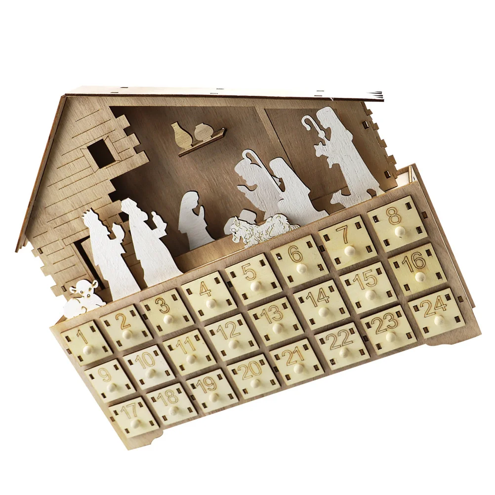 

1Pc Wooden LED Christmas Calendar Home Decor Creative Calendar Desktop Calendar for Home Xmas Decor