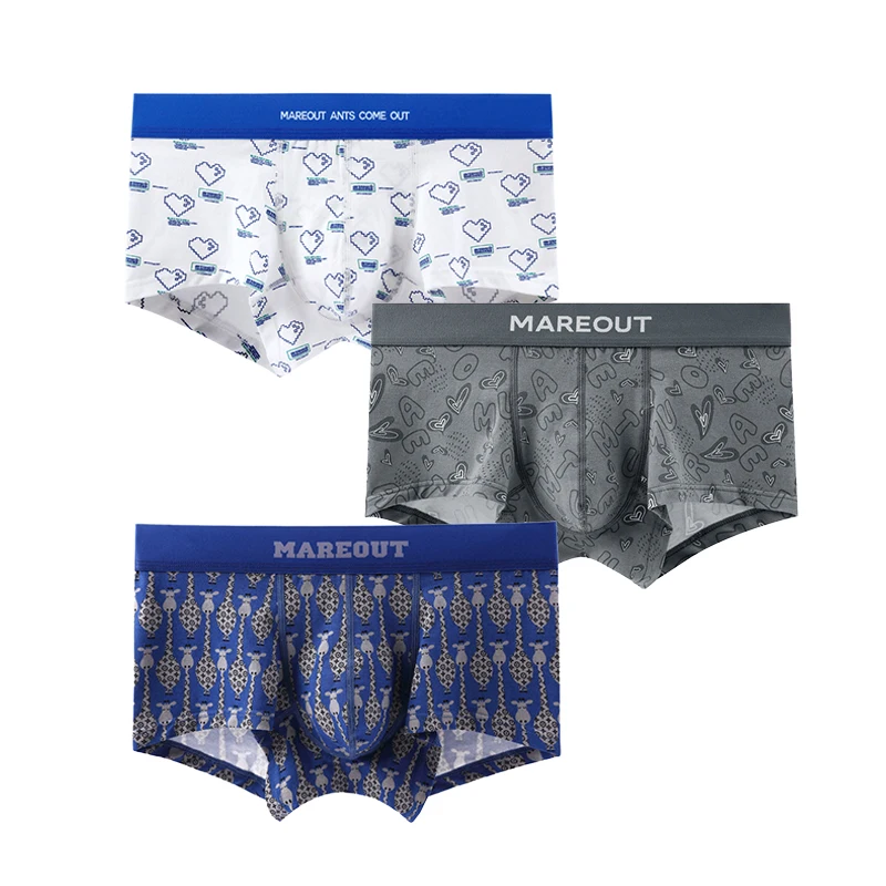 Lots Men's Organic Cotton Underwear Men Print Boxer Shorts Antibacterial Boxershorts Soft Breathable Man Panties Mens Underpants