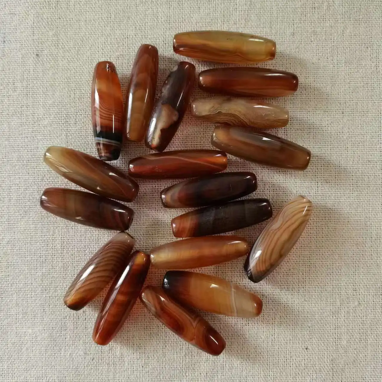 

18pcs/lot Natural Precious Transparent Brown Silk Striped old Agate Beads accessories gem jewelry folk-custom wholesale oval diy