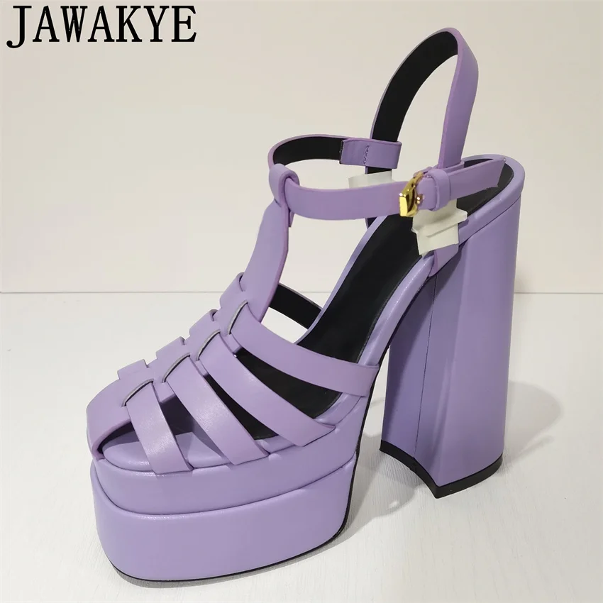 Женские сандалии на очень высокой платформе модельные римские с ремешком пятке