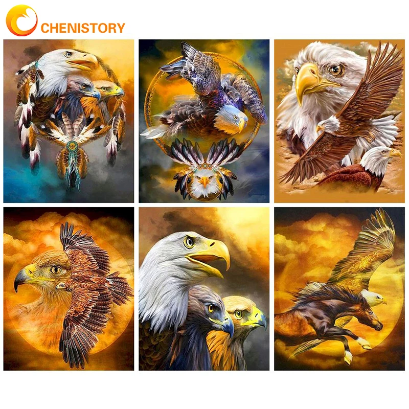 

SDOTYUNO Oil Painting By Number Animal Eagle Coloring Drawing Diy Kits For Adults Frame On Canvas Picture By Numbers Home Decor