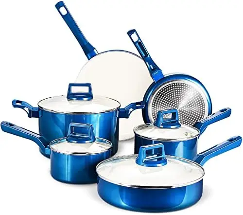 

Pcs Pots and Pans Sets, Nonstick Cookware Set, Induction Pan Set, Chemical-Free Kitchen Sets, Stone-Derived Coating, Saucepan, S