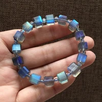 natural blue light labradorite cube carved beads bracelet 9x9mm crystal women labradorite necklace grey moonstone stone aaaaa