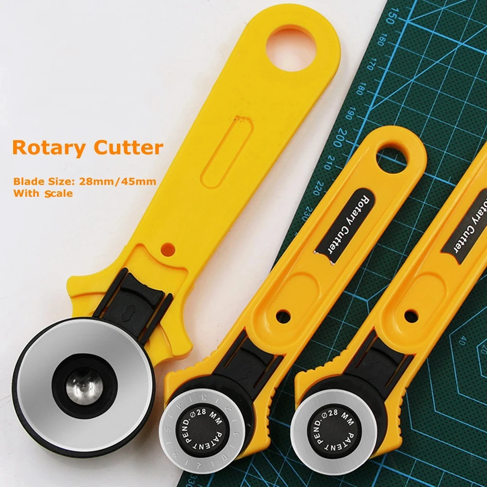 28mm 45mm Rotary Cutter Patchwork Roller Wheel Round Knife With Scale Leather Craft Fabrics Cloth Cutting Tailor Tools