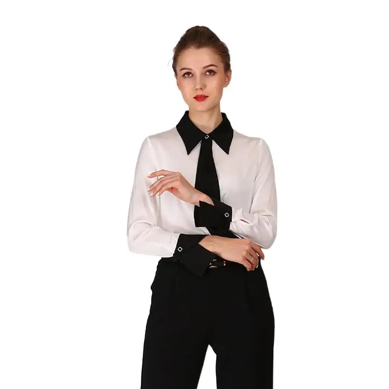 

Spring & Summer Ladies New Silk Blouses Bow Tie Mulberry Silk Blouses