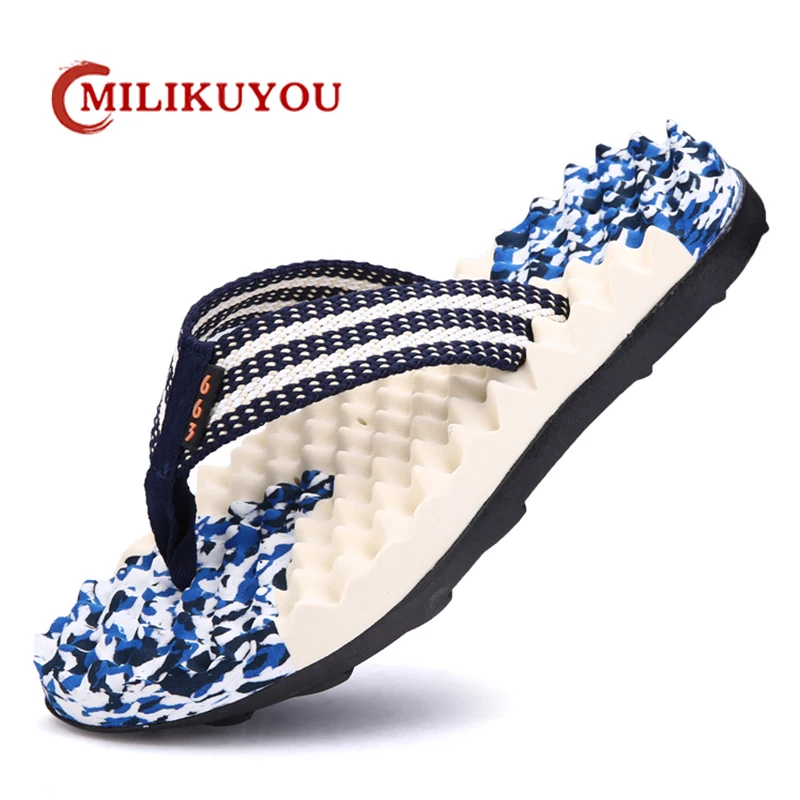 Summer Men Flip Flops Breathable Mens Slippers Non-slip Beach Shoes Thick Bottom Sandals Lightweight Platform Shoes Garden Shoes