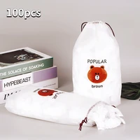 100 pcs reusable food storage covers bags disposable plastic bag for stretch adjustable food fresh keeping bags kitchen supplies