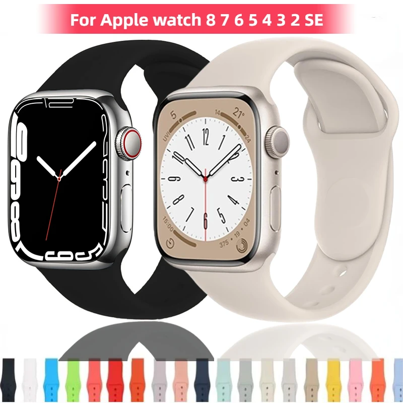 Силиконовый ремешок для Apple watch Ultra 49 мм 8 7 45 41 сменный Браслет умных часов iwatch 6 5 4 3