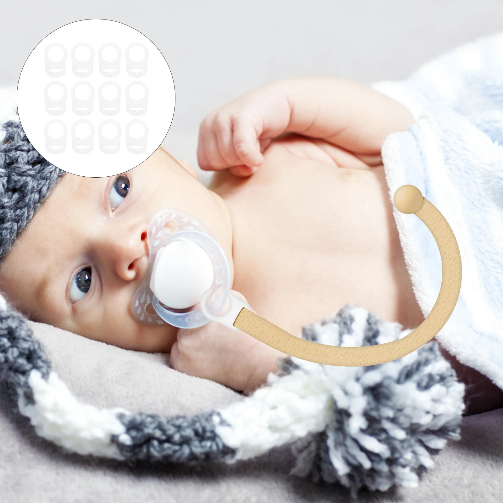 

12Pcs Baby Pacifier Clips Adapter Silicone Pacifier Ring Pacifier Accessories