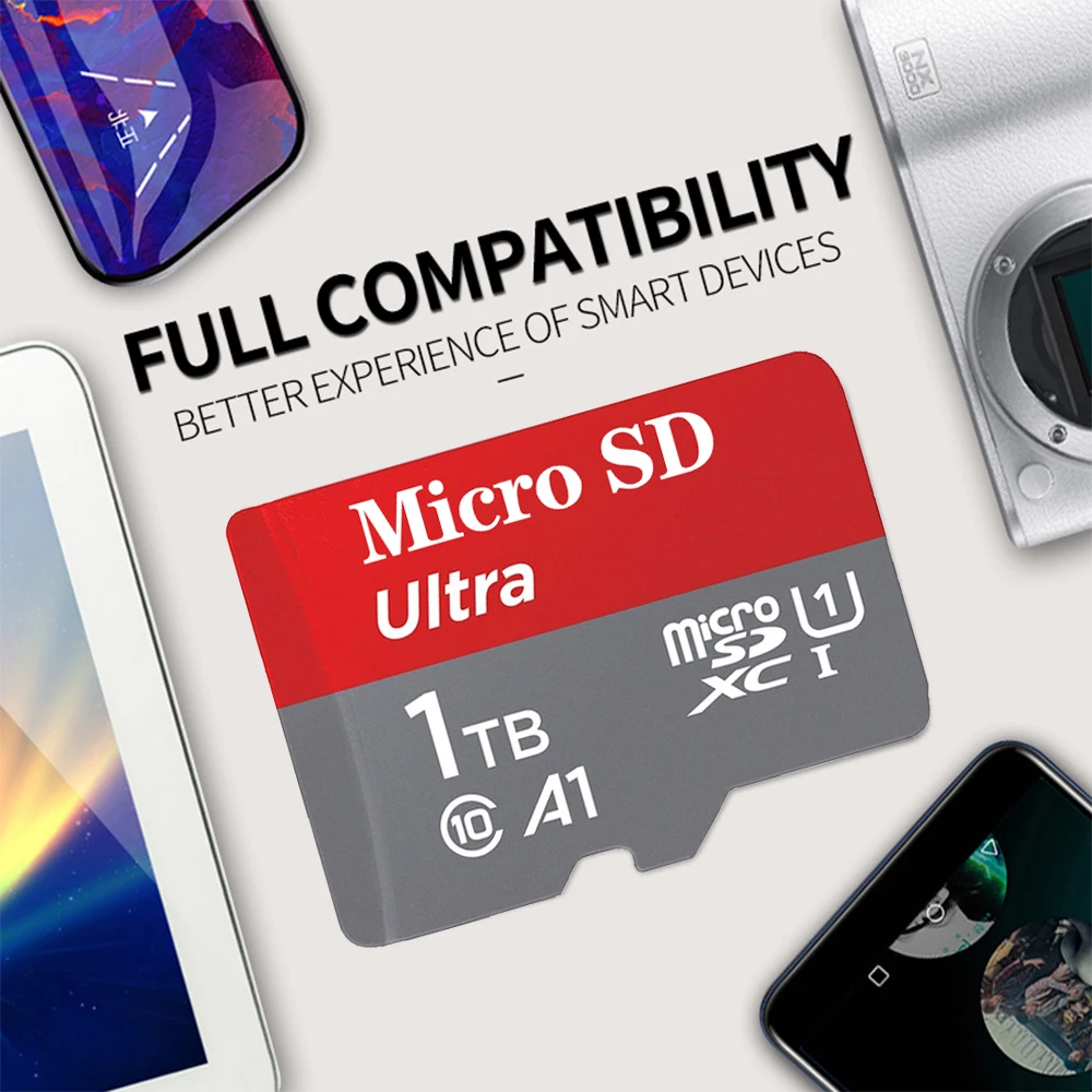 Высокоскоростная карта Micro SD 1 ТБ 100% реальная емкость TF флэш-карта памяти 64 Гб для