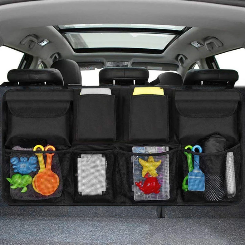 

Органайзер для багажника автомобиля, регулируемая сумка для хранения на заднем сиденье, сетчатый многофункциональный универсальный орган...