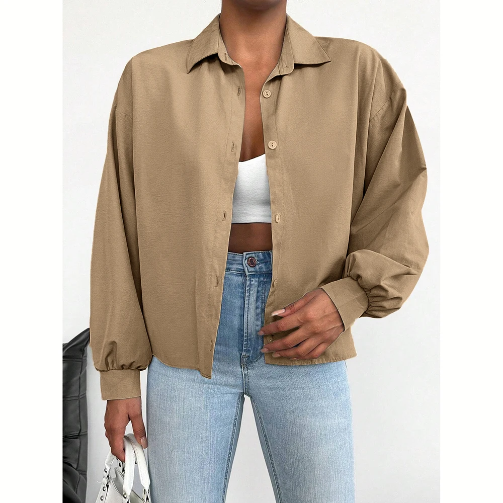 Mia Muse женские рубашки осень-зима элегантные приличные однотонные с длинным