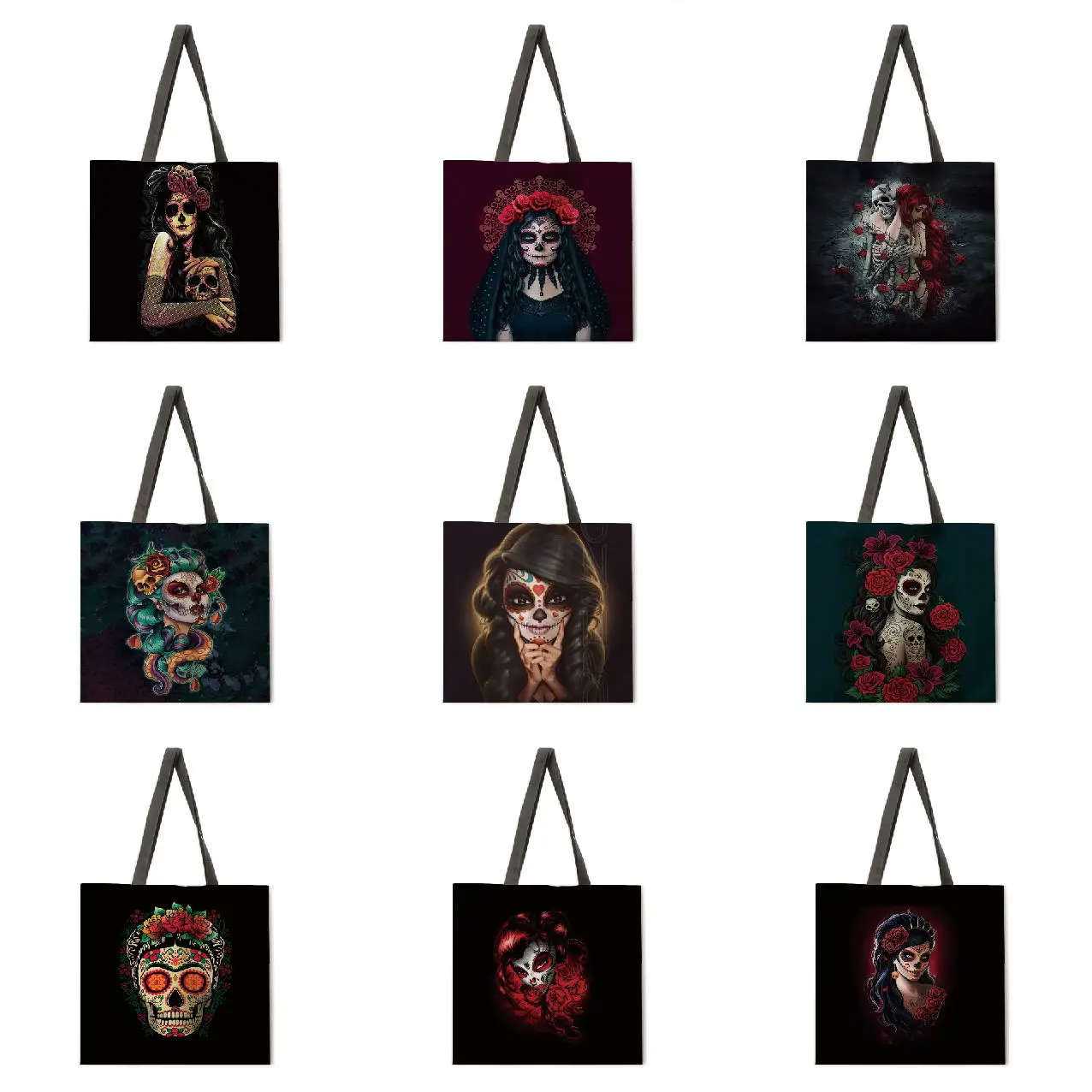 

Zombie bride print women's handbag folding reusable shopping bag linen handbag