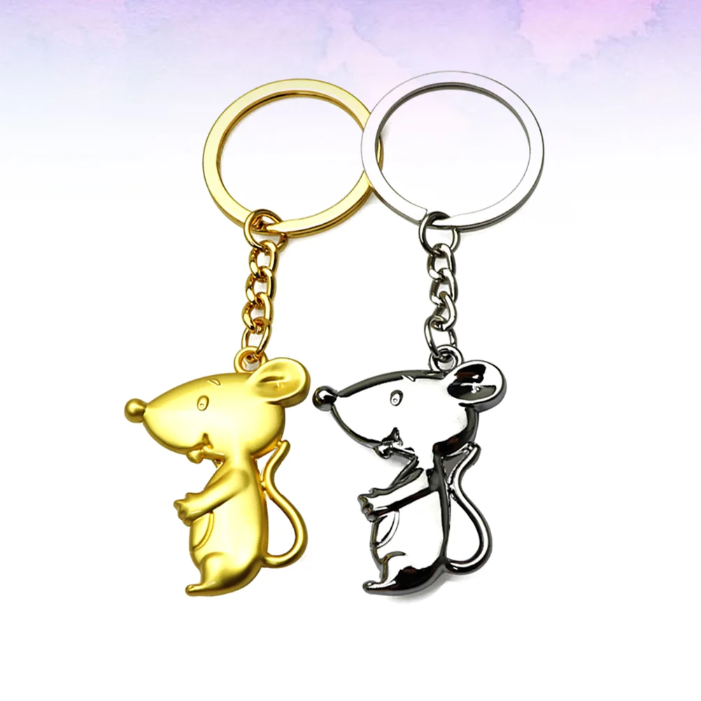 

2PCS 2020 Rat Year Keychain Decor Purse Hanging Ornament for Friends Couples Lovers Families