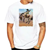 Kaus Baru Pria Acara Rodeo Koboi Kuda Pelana Bronc Kaus Kasual Keren