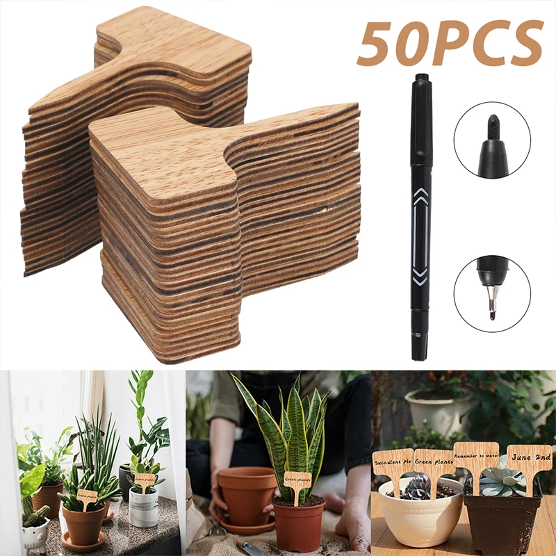 

50Pcs 100%Bamboo Plant Label Flower Gardening Environmental Protection Label Plant Insert Slogan Note Bamboo Card Plant Tags