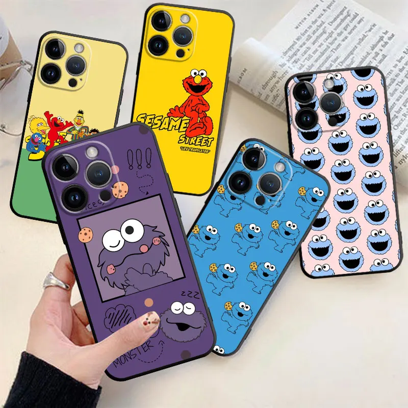 

Phone Case For iPhone 14 13 12 11 Pro Max 6 6S 7 8 Plus X XS XR 12 13 Mini Soft Silicone Cover Sesame Street Ins Cookie Monster