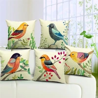painted bird cotton linen pillowcase flowers birds pillow case home decor decorative cushions for elegant sofa bed pillow covers