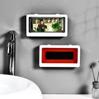bathroom waterproof phone holder kitchen wall mounted phone case shower sealing stand box adhesive touchscreen phone shell
