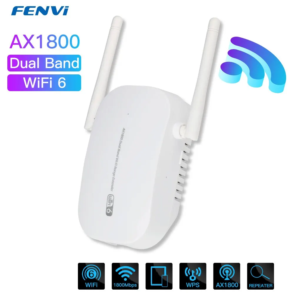 WiFi 6 AX1800 Dual Band 2.4/5Ghz Gigabit Wireless Extender Wi-Fi6 Signal Expansion Booster Repeater Long Range Ethernet Amplifer