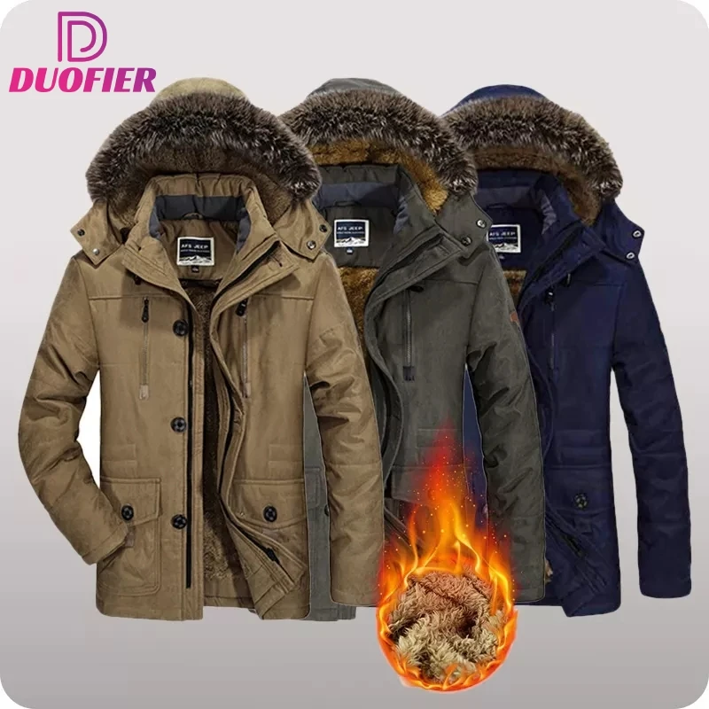 

Winter Jacket Men New Casual Hooded Warm Coat Male Thick Fleece Windproof Parkas Jacket Zipper Hooded Outwear Long Man Clothing