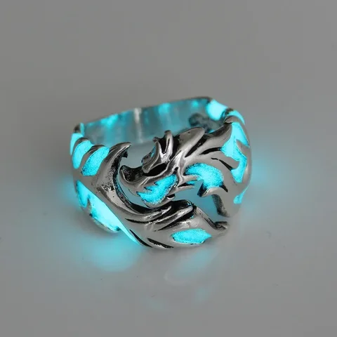 2024 модные светящиеся кольца в виде дракона, готические регулируемые мужские кольца из нержавеющей стали, уникальные ювелирные изделия для мальчиков, винтажные кольца на Хэллоуин