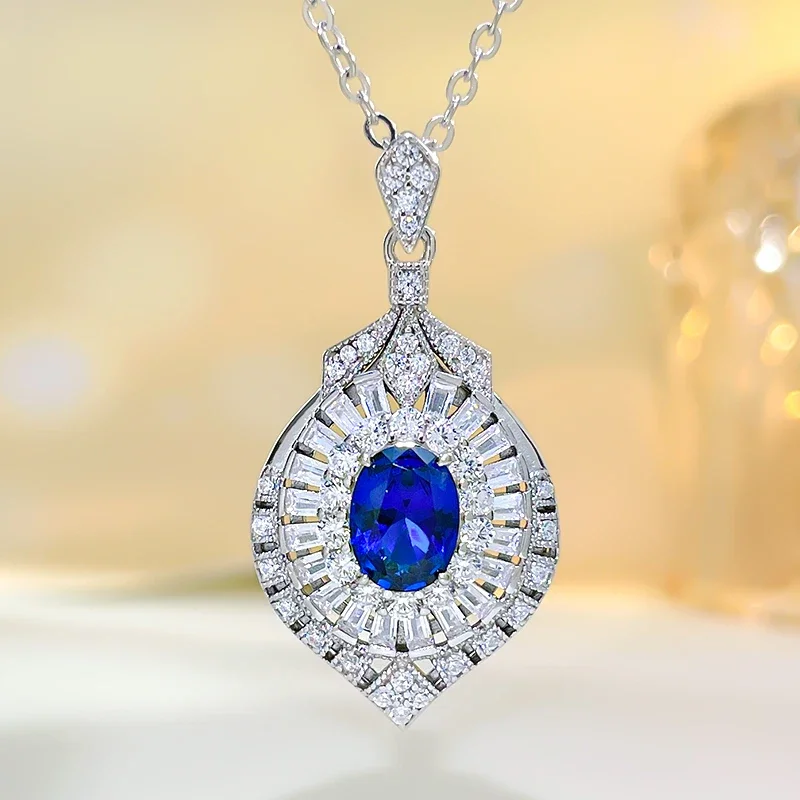 

Модная искусственная красочная подвеска-драгоценность, серебряная подвеска, инкрустированная высокоуглеродистыми бриллиантами, универсальная женская