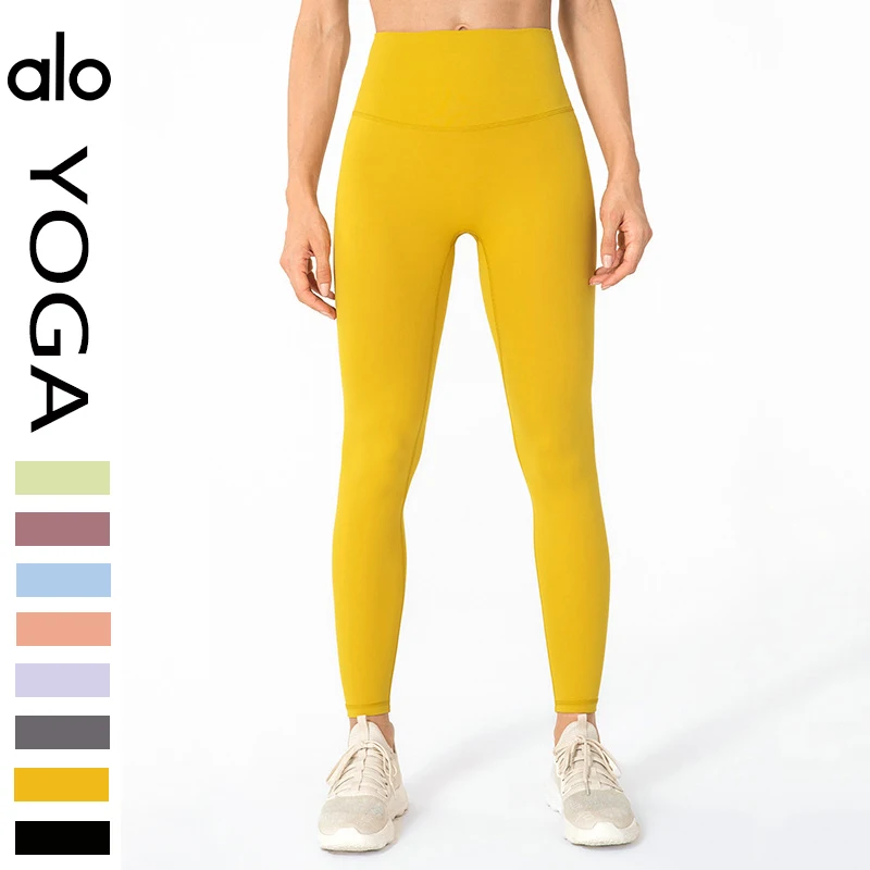 

ALO YOGA Pants with Tummy Control Seamless Waistband Gym Activewear Womens High Rise Leggings Full Length