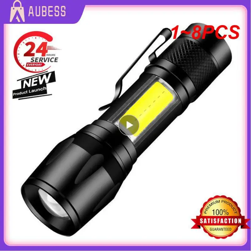 

Мини-фонарик с зумом, светодиодный фонарик, фотовспышка, портативный Перезаряжаемый бликовый COB-фонарик, уличный фонарик для кемпинга, 1 ~ 8 шт.