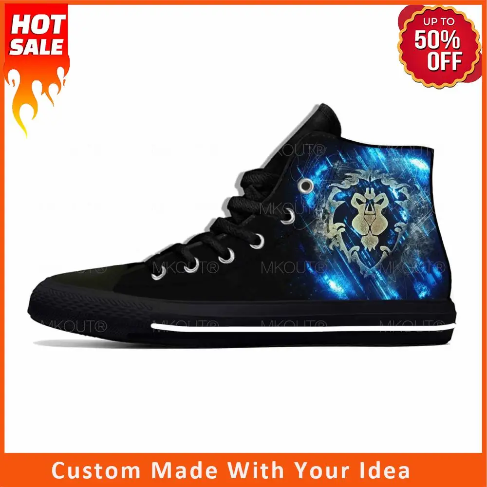 

Wow Anime Game Cartoon World Of Warcraft Alliance Casual Cloth Shoes High Top Lightweight Breathable 3D Print Men Women Sneakers