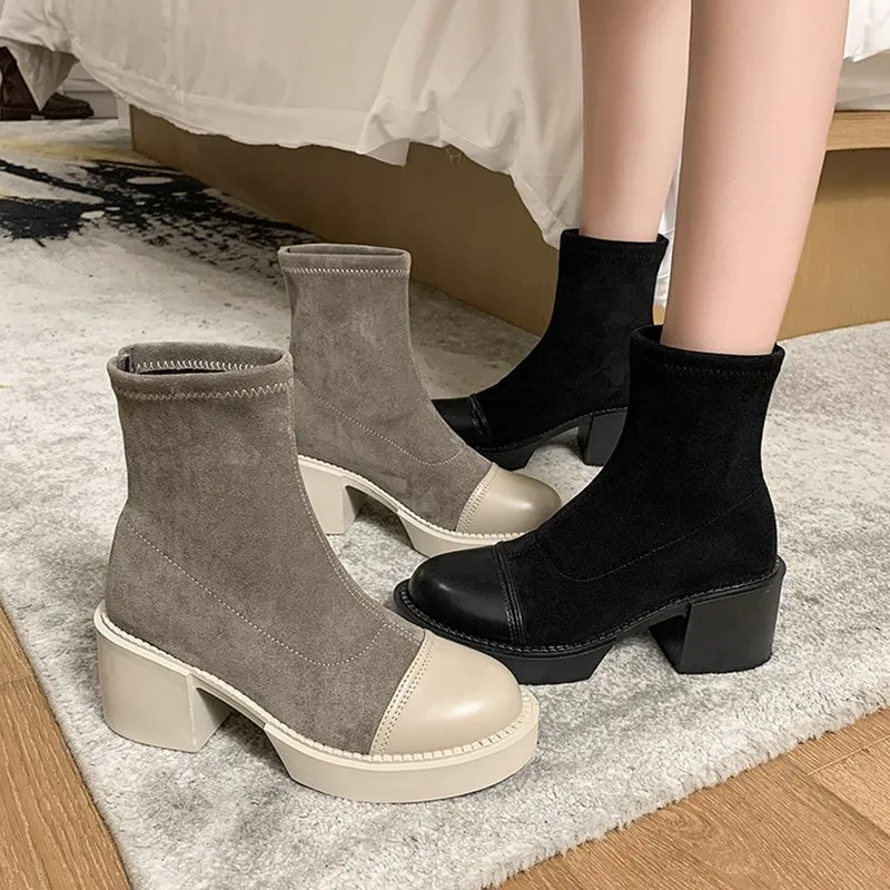 

Middle heel thick heel short boots women's shoes autumn and winter single boots high heel Martin boots fashion