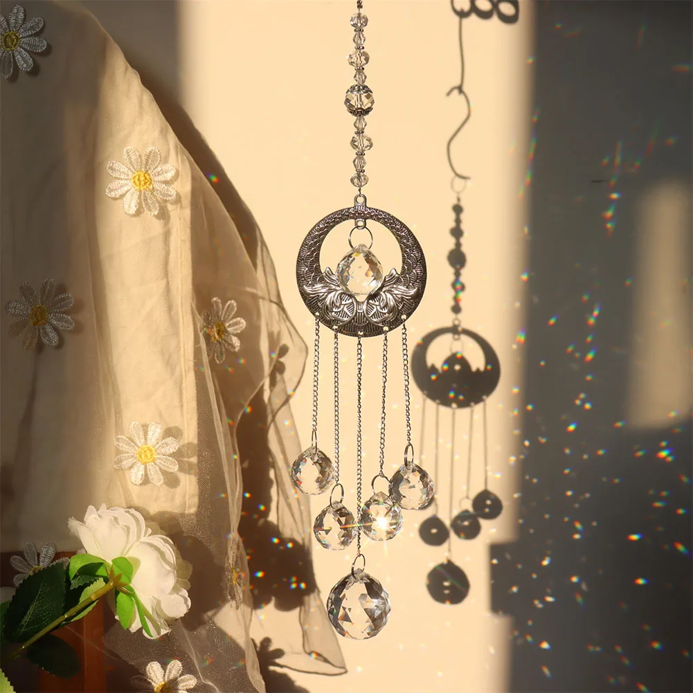 

Crystal Wind Chime Crystal Round Ball Sun Catchers Windchimes Plated Colorful Beads Hanging Drop for Garden Decor Craft