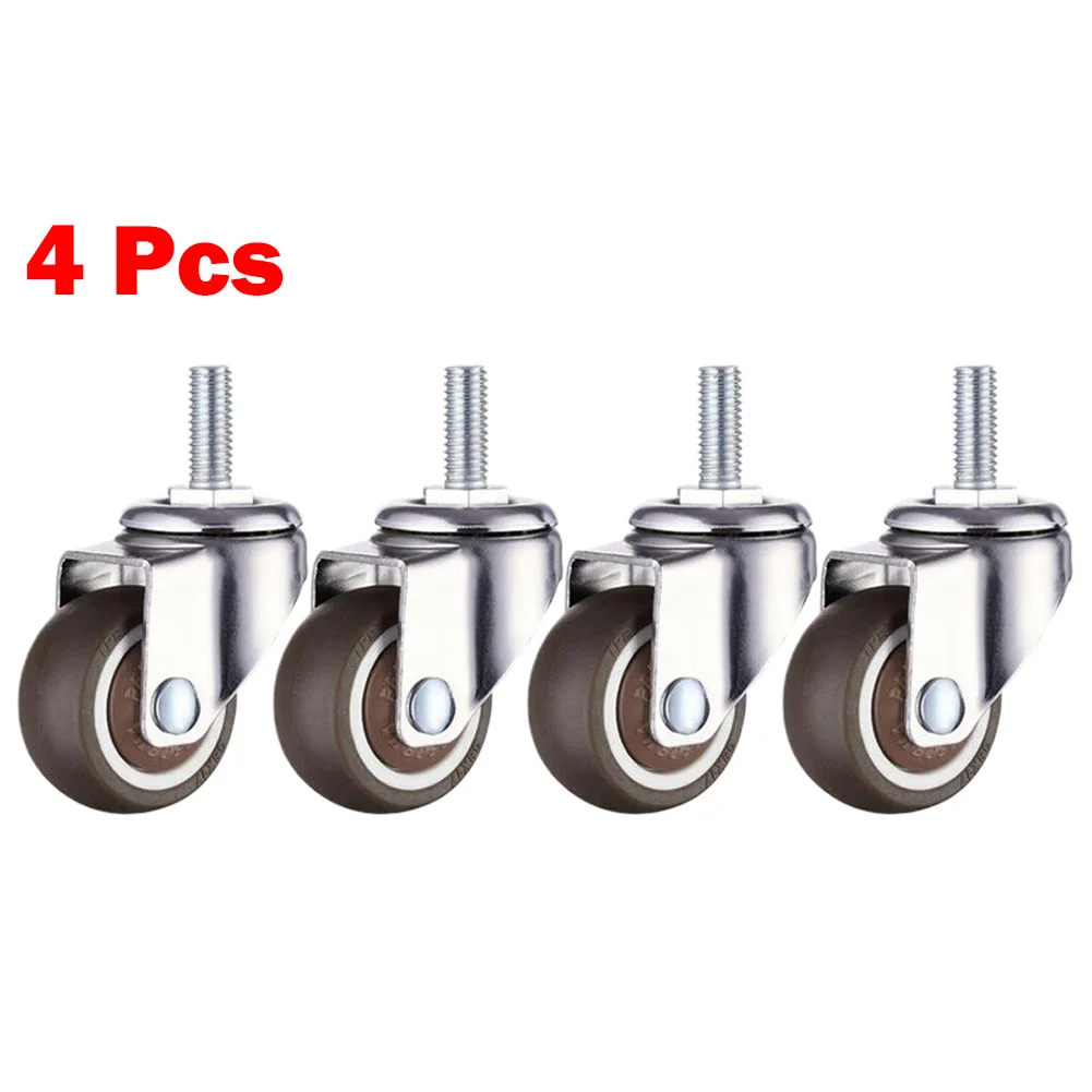 

4PCS 1inch Furniture Caster Soft Rubber Universal Wheel Swivel Caster Roller Wheel For Platform Trolley Replace Accessory