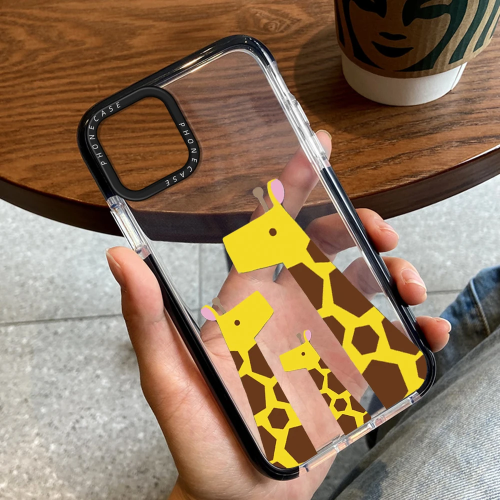 

Cartoon Cute Giraffe Phone Case for iPhone 14ProMax 14Plus 13Pro 12Pro 11 Pro Max Transparent Cover for iPhone 14 13 12 11 Coque