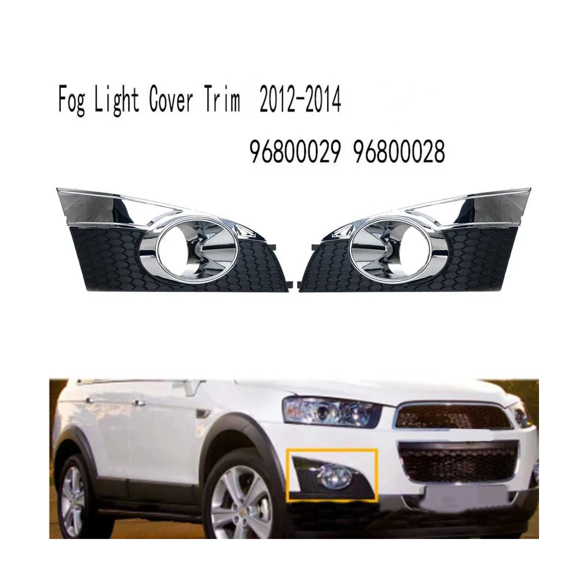 

Front Bumper Fog Light Grill Fog Light Cover Trim for Chevrolet Captiva 2012-2014 96800029 96800028