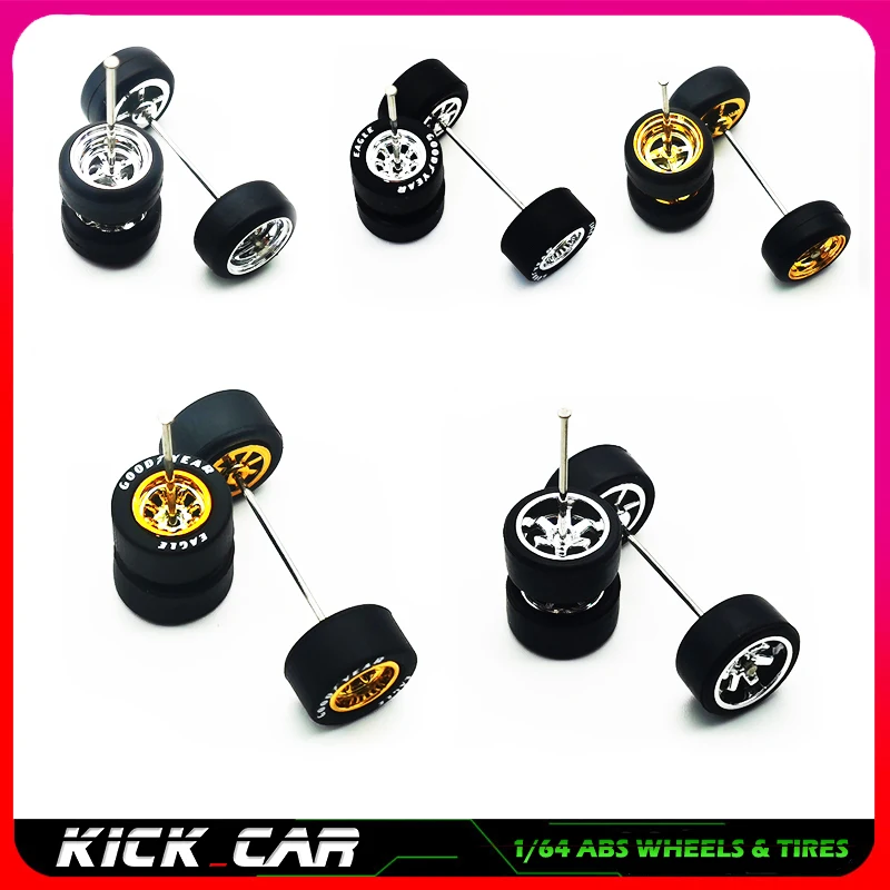 

1/64 Model Car Wheels With Rubber Tires ABS Basic Modified Parts Vehicle Toy For Hotwheels Tomica Mini GT