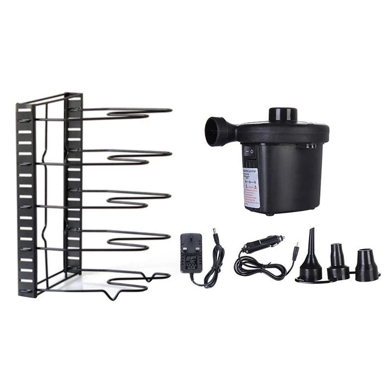 

1 шт. 5-уровневый регулируемый стеллаж для хранения кастрюль и сковородок и 1 комплект электрического воздушного насоса, воздушный матрас, на...