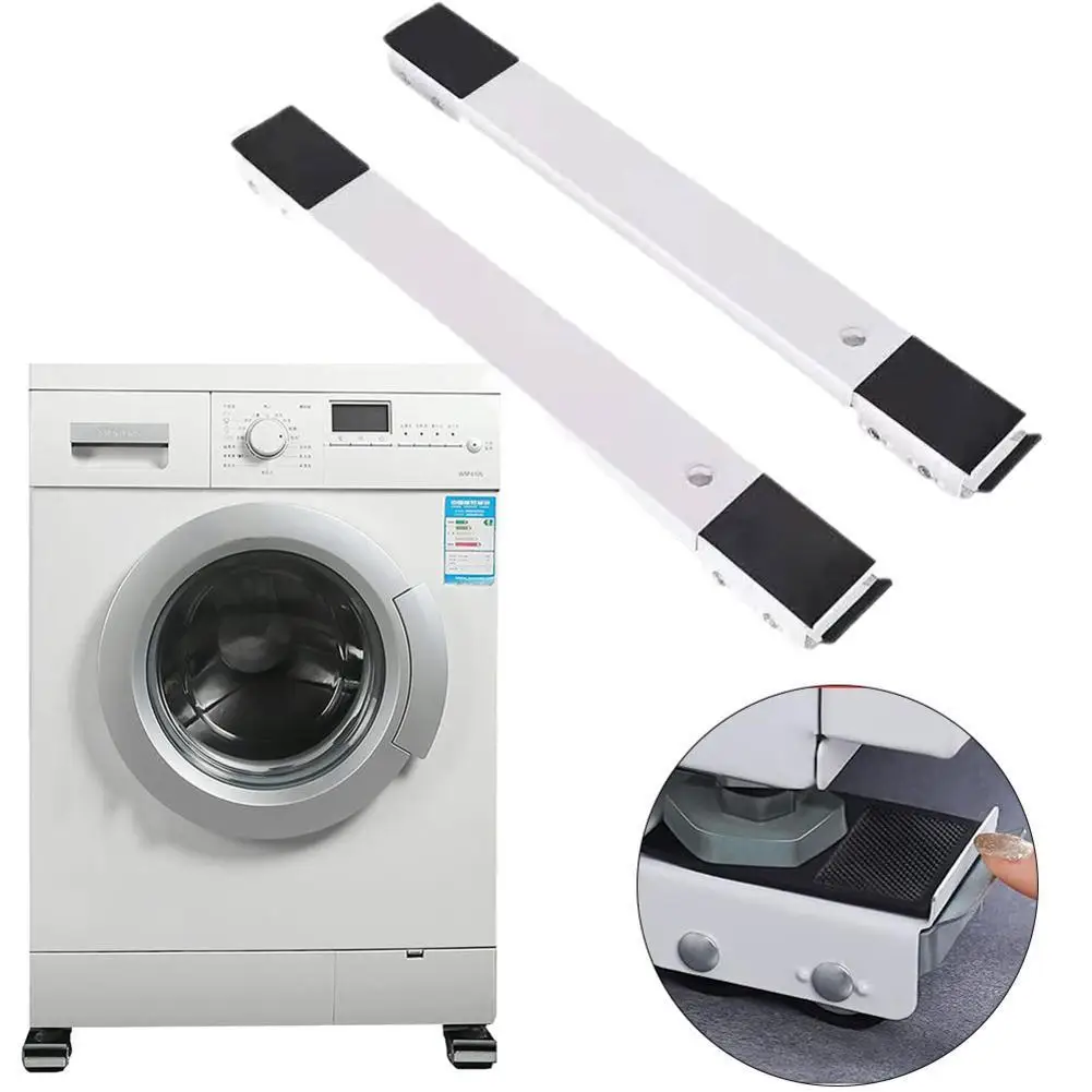 

2Pcs Washing Machine Stand Refrigerator Mobile Base Bracket Multi-functional Movable Trolley Fixed Mount Racks Dryer Holder