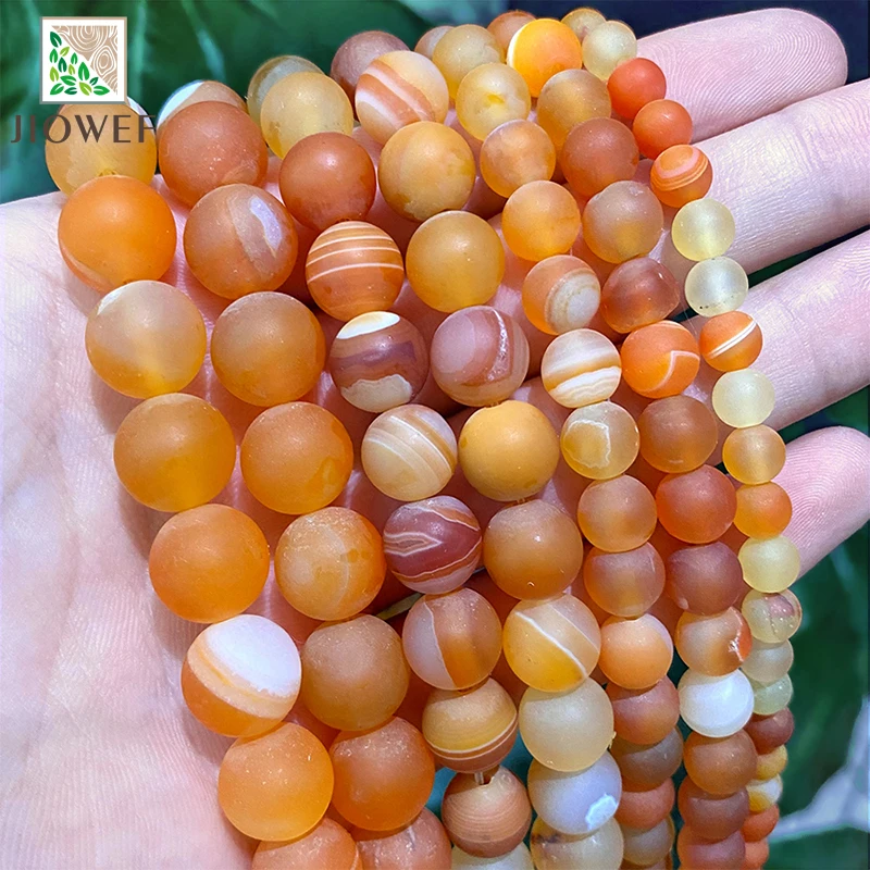 Бусины из натурального камня матовые бриллиантовые кружева оранжевые Агаты