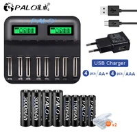 palo 1 2v 3000mah aa rechargeable battery1100mah aaa battery with lcd display smart usb battery charger for aa aaa c d battery