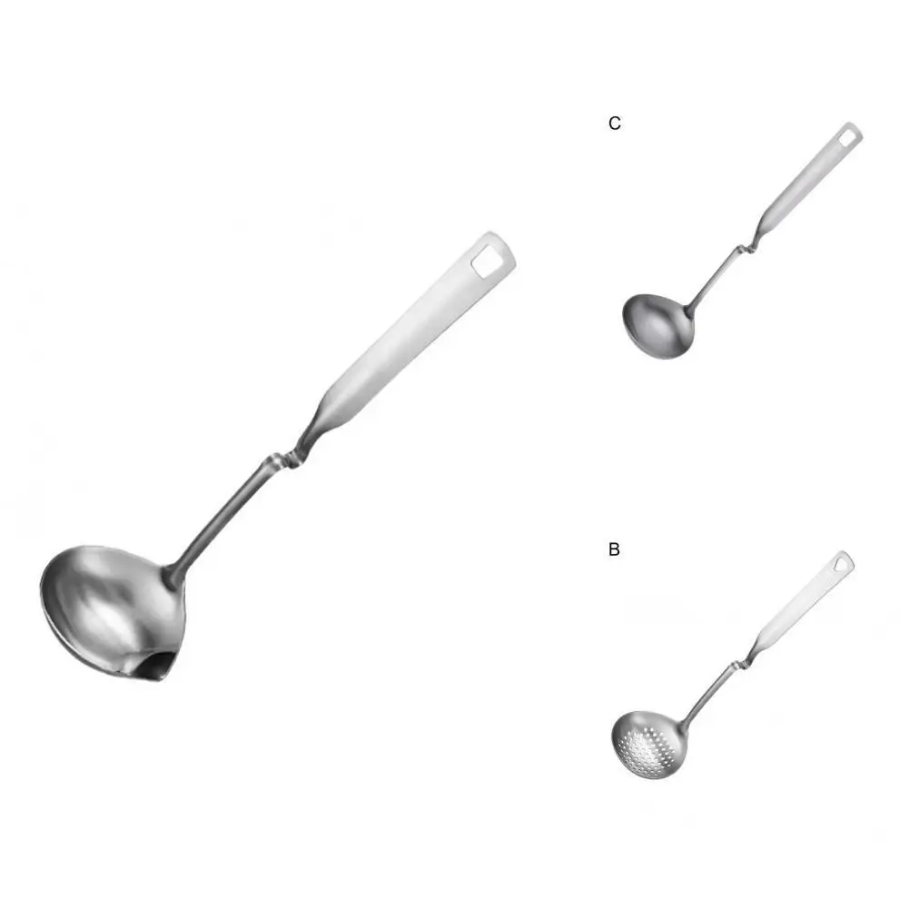 

Soup Ladle Useful Food Grade No Odor Anti-oxidation Soup Serving Ladle Kitchen Supply Oil Separator Spoon Strainer Scoop