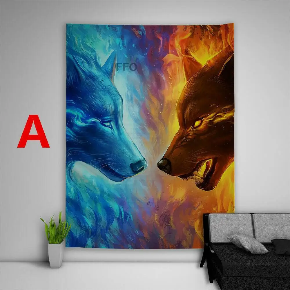 

Forest Wolf Tapestry Wall Hanging Animal Psychedelic Tapestry Art Aesthetics Room Decor Tapestries Bedroom Sofa Blanket Yoga Mat