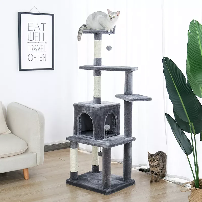 

NEW H145 CM Cat Tree With Jump Ladder Cat Pet Scratching Wood Climbing Tree For Cat Climbing Frame Cat Furniture Scratching Post