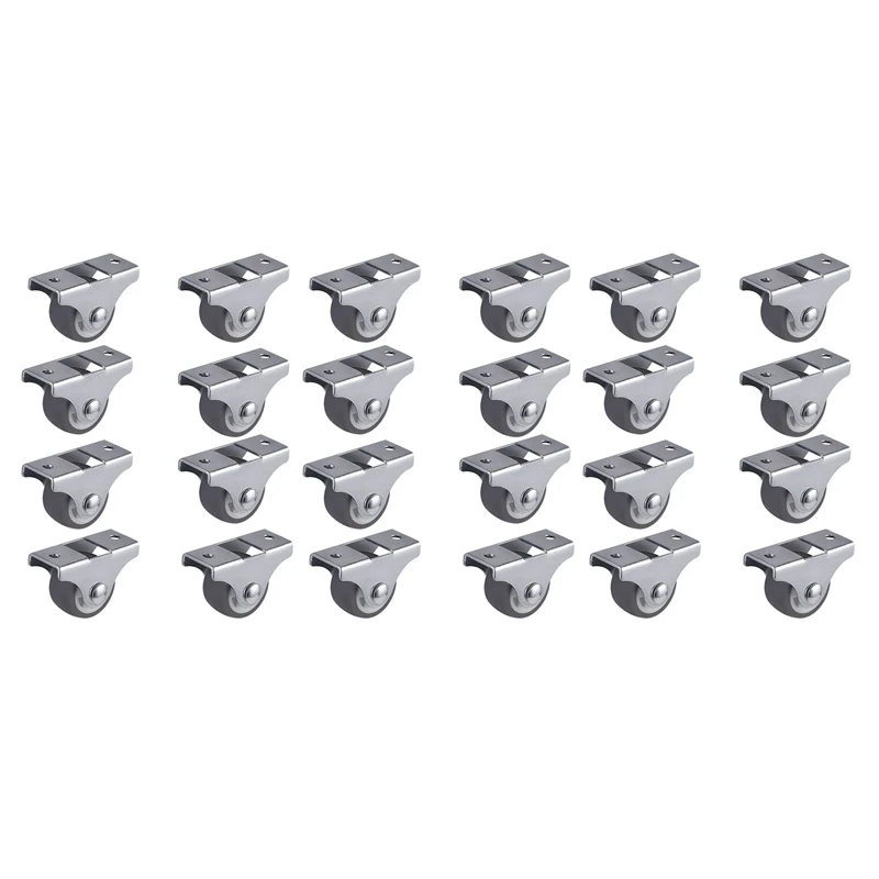 

24PCS TPE Caster Wheels Duty Fixed Casters With Rigid Non-Swivel Base Ball Bearing Trolley Wheels Top Plate 1 Inch