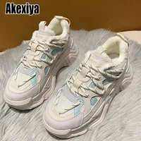 Autumn And Winter Women Shoes Chunky Sneakers for Female Shoes Size 35-44 Vulcanize Shoes Casual Beige Platform Sneakers BC4853