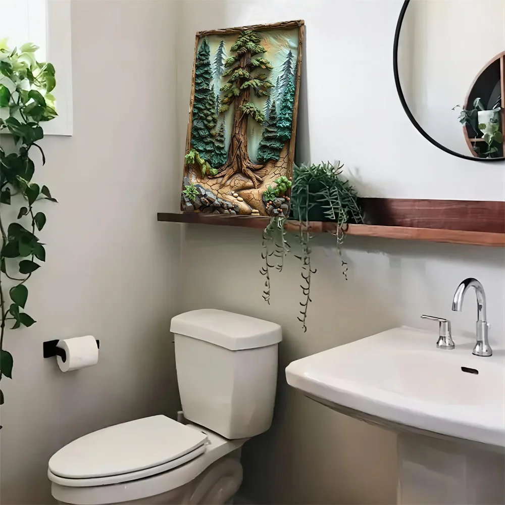 Текстурированная настенная тема с лесом и деревьями-прочный металлический знак