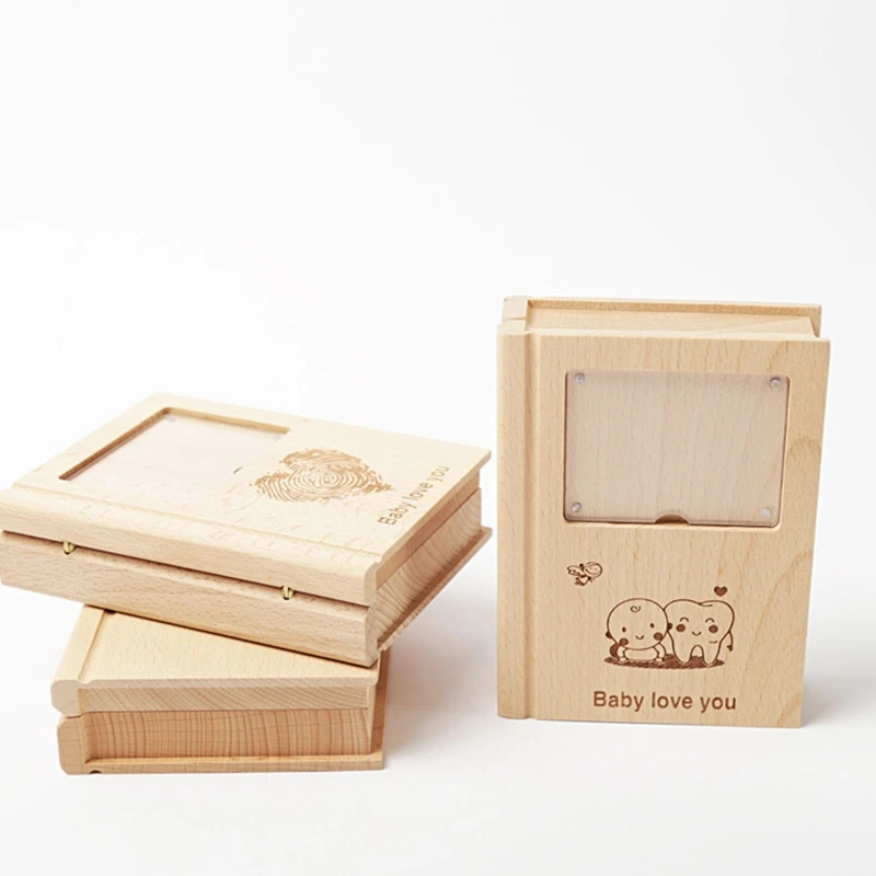

Baby Tooth Storage Box Wooden Milk Teeth Memory Organizer Keepsake Box for Children Boys Girls Souvenirs Gift