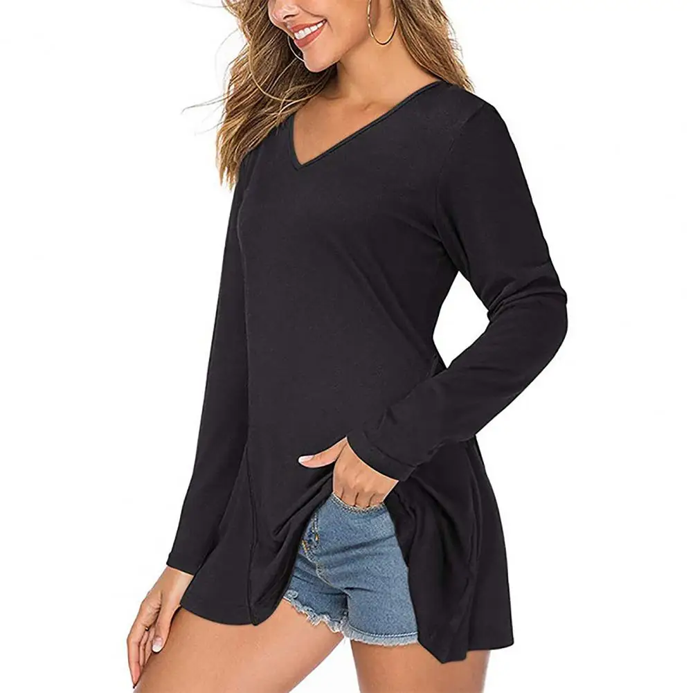 

Шикарная однотонная Свободная Женская Туника блузка туника Топ эластичный Универсальный