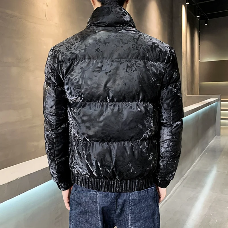 Korean Winter Men's Jackets Luxury Velvet Thicken Warm Casual Parka Stand-up Collar Streetwear Social Overcoat Chaquetas Hombre