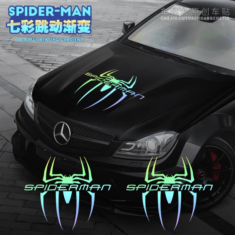 

Colorful Spider Car Hood Sticker Personality Hood Scratch Block Body Stickers Creative Rear Glass Waterproof Decals Accessories